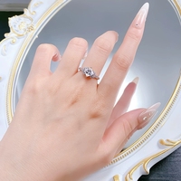 Bague carrée princesse en argent S925 avec Morganite couleur D 6*6mm