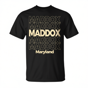 Camiseta Maddox Maryland Repeating Text negra para hombre, cuello redondo, manga corta, ropa informal - Product Image 2