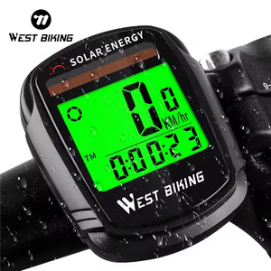 WEST BIKING Full Screen Backlight Waterproof Bicycle <strong>Computer</strong> Light Rainproof Speedometer Wireless Solar Exercise Bike <strong>Computer</strong> - Product Image 1