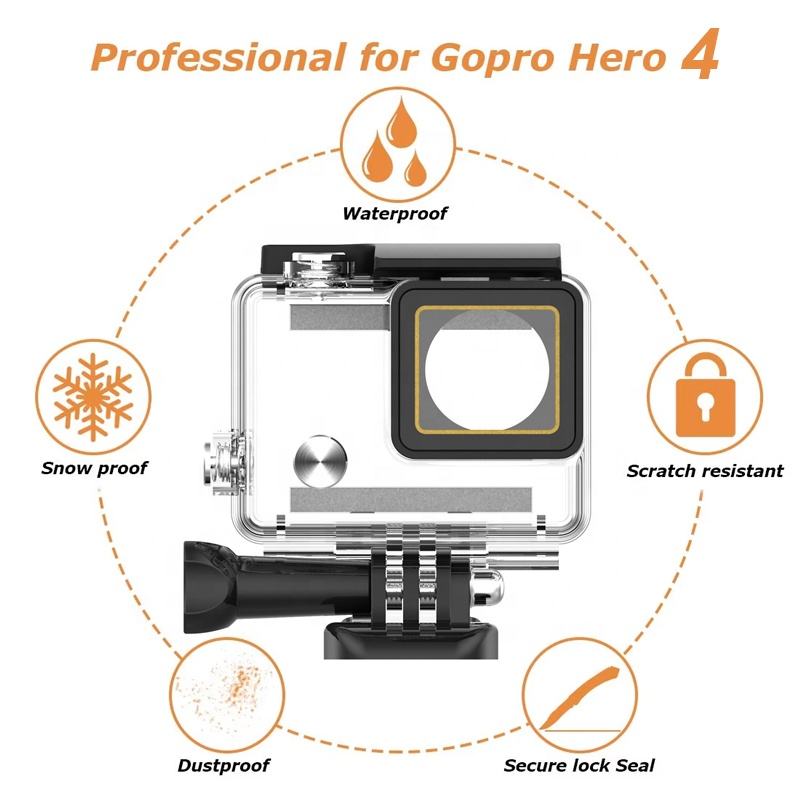 HONGDAK 45M Underwater Waterproof Housing Case for GoPro Hero 4 Protective Dive Cover Action Camera
