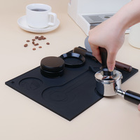Tapis de bar à café en silicone, organisateur de station à expresso avec support pour tamper et fentes de rangement pour accessoires à café