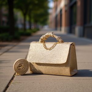 Bolso de Hombro Vintage para Mujer con Brillo, Asa Única, Dorado Metálico, Cierre de Cremallera Impermeable, para Verano e Invierno - Product Image 2