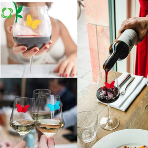 OKSILICONE Mini marqueur en silicone papillon avec ventouse pour gobelet marqueurs de boisson étiquettes verre fête <span class=keywords><strong>vin</strong></span> breloques marqueur universel - Product Image 5