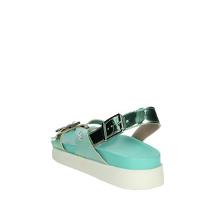 Sandali da donna alla moda con tacco in raso argento 4 a4727 EX257 con plateau cinturino alla caviglia con soletta in PU - Product Image 2
