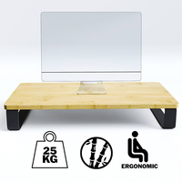 Support de bureau portable en métal et bambou pour ordinateur portable, support de moniteur d'ordinateur, rehausseur