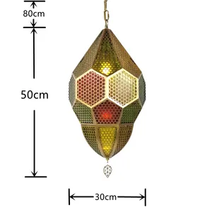 Marrocos colorido cobre lâmpada café loja xinjiang características restaurante hotel lustre