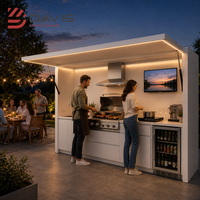 Îlot de cuisine BBQ extérieur moderne avec évier, rangements et armoires métalliques – Approvisionnement direct usine pour projets commerciaux de terrasses