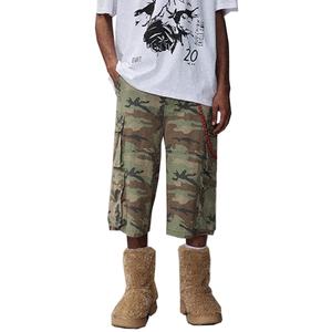 Wholesale Summer 100% Cotton <b>Camo</b> Casual Unisex Mid Waist <b>Shorts</b> Cargo Pockets Street Wear Loose Straight Men's Bermuda <b>Shorts</b> - Product Image 2