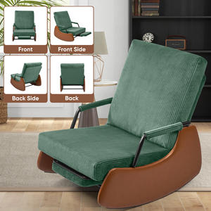 Modern Adjustable Wingback Rocking <b>Chair</b> Eco-Friendly Corduroy Upholstery Cabriole Legs Recliner Chaise Lounge Dining Bedroom - Product Image 3