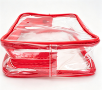 Pochette cosmétique transparente en PVC imprimée ours de dessin animé Saint-Valentin, motif cœur, fermeture éclair, sac de rangement de voyage pour femmes