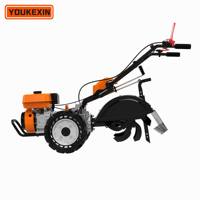 Mesin Pengolah Tanah Mini Berbahan Bakar Bensin YKX Brand 4WD Rear Tine Power Tiller untuk Kebun Sayuran, Pertanian, dan Penggemburan Tanah