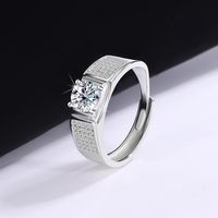 Bague pour homme en moissanite de couleur D, ciel étoilé, argent pur plaqué platine, moissanite d'un carat, fabriquée par MUSHAN Jewelry Factory