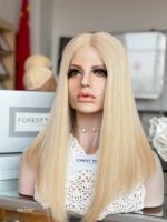 Perruque Naturelle SHY Kosher Blonde en Cheveux Humains Qualité Salon de Coiffure Supérieure Coiffage Facile Bonnet Médical Coupe Dégradée Marque Privée