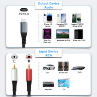 Câble audio personnalisé à double TYPE-C de lotus pour connecter le système audio de la carte son du téléphone USB-C combinaison RCA stéréo 1080p