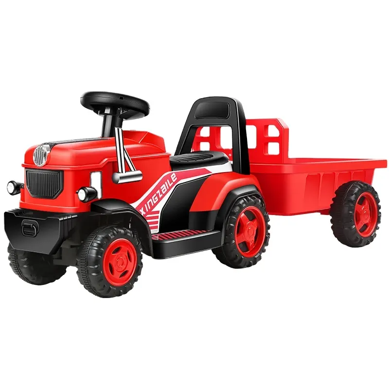 Voiture électrique pour enfants bébé marche tracteur jouet voiture peut asseoir les gens enfants avec seau quatre roues réseau voiture rouge