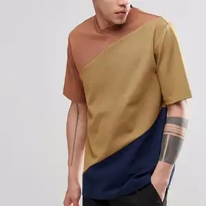 Streetwear Supplier OEM Hip Hop Streetwear Crew Neck Contrast T-Shirts Mens Contrast T Shirts