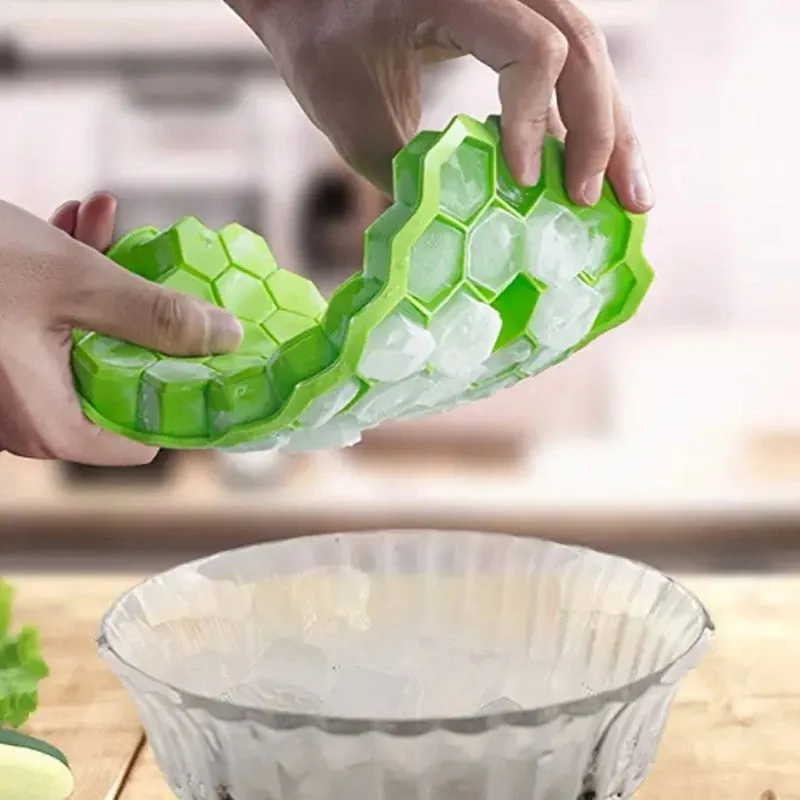Creative 37 Cavity Honeycomb Ice Cube Maker Wieder verwendbare Schalen Silikon-Eiswürfel form BPA-freie Eisform mit abnehmbaren Deckeln