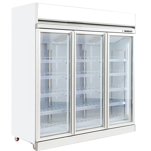 Commercial Single-Temperature Drink Beverage Cooler Fridge Display Freezer with LED Light Glass Door Display Showcase