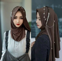 Nuosha OEM 2025 Nouveau Hijab à la Mode Musulman du Moyen-Orient Malaisien avec Chaîne et Nœud Floral CE pour Usage Quotidien