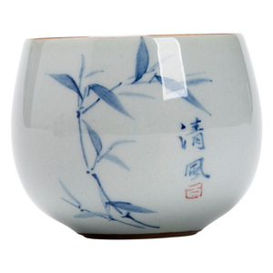 Taza de té de cerámica pintada a mano en azul y blanco, taza individual redonda de porcelana para juego de té Kung Fu, origen del condado de Dehua - Product Image 5