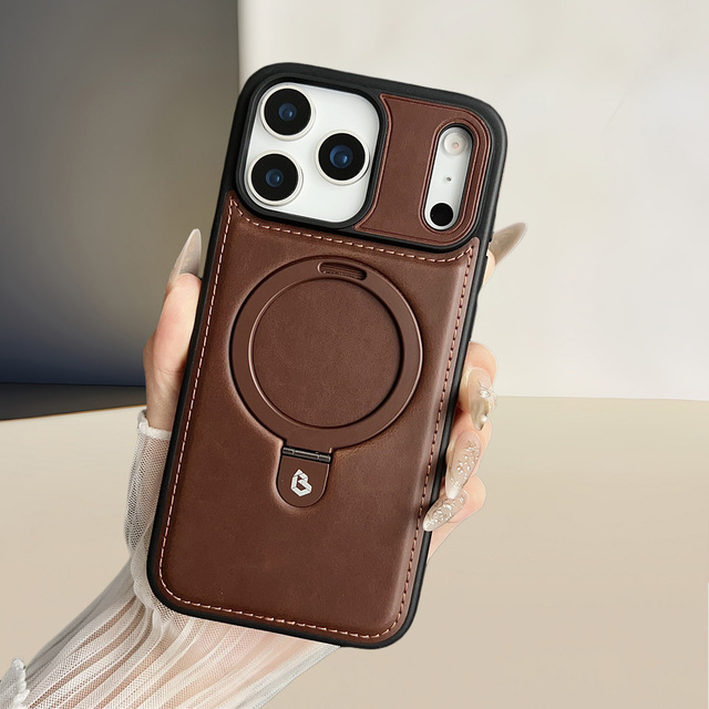Wireless Charging Holer Premium Luxury Magnetic Leather Case Cover for iPhone 15 16 Pro Max 17 Air 18 Pro Max Case New 2025
