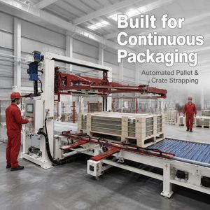 Photovoltaic Glass Strapping <b>Machine</b> Gantry Auto <b>Binding</b> Equipment With Roller Conveyor For Palletized PV Glass Pack - Product Image 3