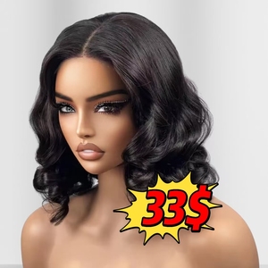 Promoción de $33: Pelucas de encaje frontal 13x4 con ondas sueltas, cabello humano 100% rizado de 14 pulgadas (ondas pequeñas/grandes/gruesas) - Product Image 1