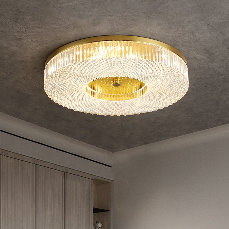 Modern Luxury 500mm Gold LED Ceiling Lamp Acrylic Crystal Round Design Iron Base for Living Room Villa Kitchen AC 220V