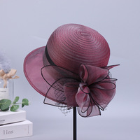 Topi Matahari Wanita Jaring Tipis 100% Katun Gaya Nelayan Pinggiran Lebar Musim Panas Desain Eropa Amerika Pola Solid 48-50cm Lingkar Kepala Sutra