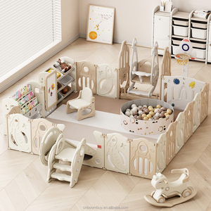 Parque Infantil Plegable <span class=keywords><strong>Grande</strong></span> de Plástico Ecológico <span class=keywords><strong>para</strong></span> Bebés, Corralitos <span class=keywords><strong>para</strong></span> Niños con Tobogán y Columpio - Product Image 1