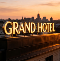 Letrero Luminoso LED Personalizado con Letras Gigantes en Bloque para Identidad de Marca, Fachada Superior de Edificio Corporativo, Publicidad Exterior