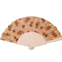 Éventail à main pliable en liège avec logo personnalisé Écorce en bois naturel classique Cadeau d'art populaire d'affaires portable Mariages Bambou peint