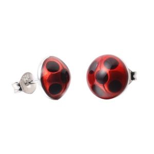 Nuevos Aretes de Plata de Ley 925 con Circonita en Forma de Mariquita, Bañados en Rodio, para Compromiso o Boda - Product Image 1