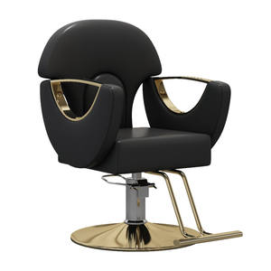 Moderner Friseurstuhl aus Stahl mit Ledersitz, Professionelle Hydraulikpumpe, Hebe- und Drehfunktion für Friseursalons - Product Image 1