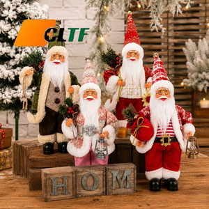 Vente en gros usine – Figurine de Père Noël debout de 40 cm avec chapeau pliable, poupée en tissu de Noël, ornement rustique pour table 2026 - Product Image 1