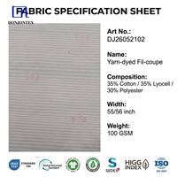 35% Coton 35% Lyocell 30% Polyester Tissu respirant teint en fil et coupé sur fil avec certification OEKO-TEX 100 GRS GOTS