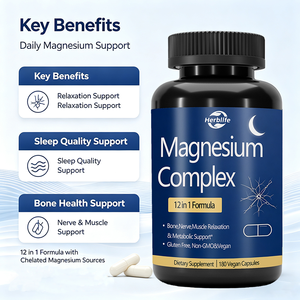 Suplemento de Magnesio Complejo 420mg 12 en 1 de Marca Privada OEM - Fórmula Personalizable para la Salud Ósea y la Relajación Muscular - Product Image 3
