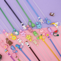 Usine 8/10 Mm gobelet tasses accessoires Silicone paille poussière Toppers bouchons de paille Animal fleur gobelet paille pointe couvre