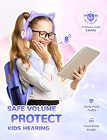 Audífonos Infantiles iClever con Orejas de Gato, Luces LED, Cancelación Activa de Ruido, Límite de Volumen de 74/85dBA, 50 Horas de Reproducción, Carga USB-C