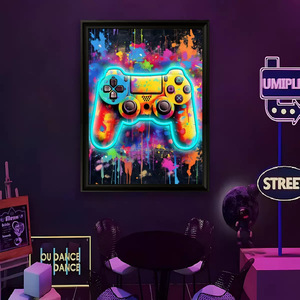 Colorful Gamepad LED picture frame neon indoor hanging wall PVC decoration luminous hanging painting USB powered dimmable 5V - Product Image 1