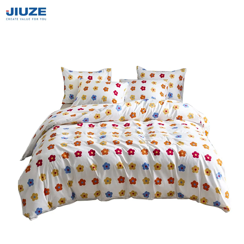JIUZE थोक अच्छी गुणवत्ता coton सामग्री बिस्तर सेट प्यारा बिस्तर शीट 3 डी बिस्तर शीट देनेवाला सेट बिस्तर