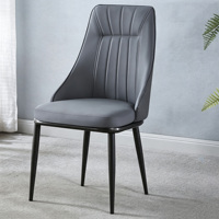 Chaise de salle à manger moderne à cannelures verticales, chaise d'appoint en cuir griffes de chat bicolore, chaise d'appoint à pieds en métal noir pour salle à manger et cuisine