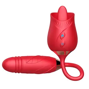 Vibrador para lamer la lengua rosa, Juguetes sexuales 2 en 1 para parejas, consolador de doble penetración, estimulador de clítoris y pezones