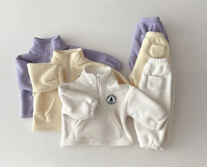 Korean sample INS infants children's clothing thick velvet fashion suit winter clothes jumper tracksuit kids clothing sets
