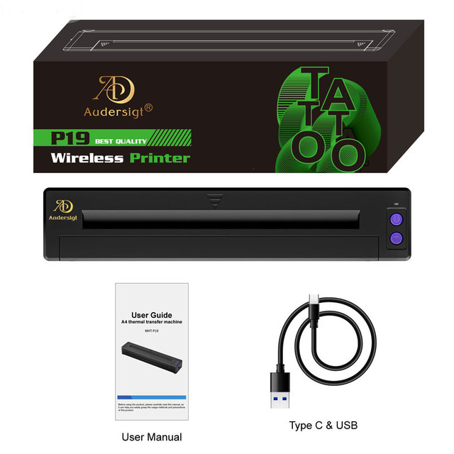 Kissure Tattoo Stencil Printer Thermal Wireless Tattoo Transfer Kit Machine with Transfer Paper Compatible with Smartphone & PC