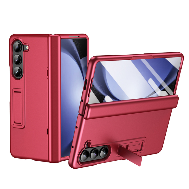 360 Defend Mobile Phone Case with HD Protection Film for Samsung Z Fold 3/4/5 Clear Case with Adjustable Bracket