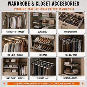 Système de dressing intégré sur mesure haut de gamme, style européen français, en bois massif blanc, design moderne et luxueux - Product Image 4