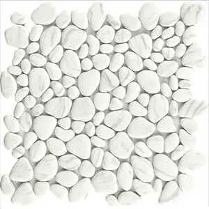 white marble mosaic Bianco carrara boulder mosaic pebble tile for bathroom and kitchen floor wall mosaic tile