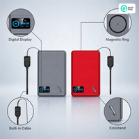 Batterie externe magnétique sans fil 10000 mAh avec support pour regarder des vidéos, charge rapide 15W, design fin, sangle de transport incluse