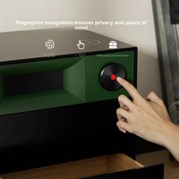 MORRORART S1 para Altavoz Inalámbrico 5.2, Mesita de Noche con Desbloqueo por Huella Dactilar, Función de Despertador, Radio, Carcasa de Madera de 3 Piezas
